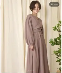 w closet カシュクール後ろリボンワンピース グレーピンクのサムネイル