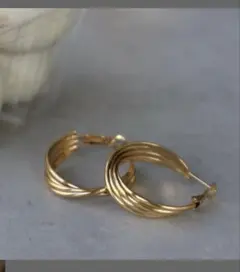 AJIRO ACCESSORY ステンレス フープピアス ゴールド