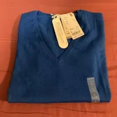 Vネックセーター薄手　青 Lサイズ