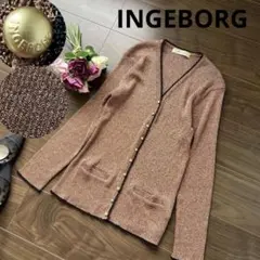 インゲボルグ　ピンクハウス　Ｖネック金釦シアーカーディガン　ラメ　金ボタン