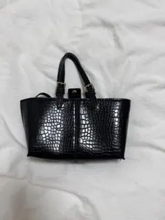 ブラック クロコダイル風ショルダーバッグ
