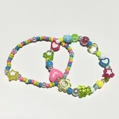 ビーズブレスレット　カラフル　ハンドメイド