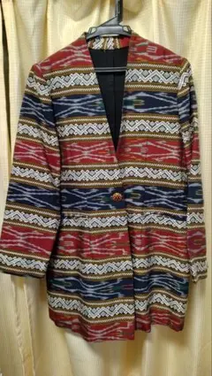 幾何学模様 ブルゾン ノーカラージャケット