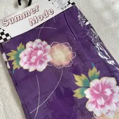 紫色 花柄 夏用 浴衣単品
