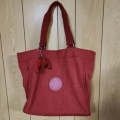 kipling・レッド トートバッグ ファスナー付き