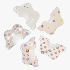 ベビースタイ 5枚セット　スタイ　よだれかけ 360度回転　綿100　綿