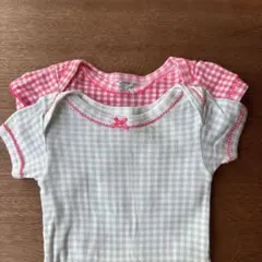 PETIT BATEAU ギンガムチェックロンパース60 2枚セット