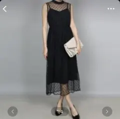 美品【kaene】ドットチュールドレス ブラック レース