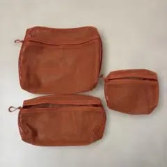 無印良品オレンジ メッシュ トラベルポーチ 3点セット