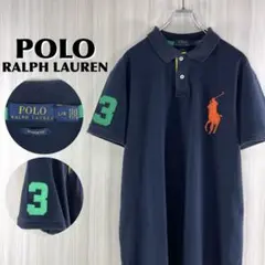 【希少】ポロラルフ ビッグポニー ナンバリング 半袖ポロシャツ L表記 ネイビー