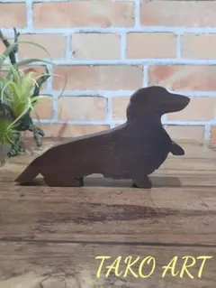 犬　ミニチュアダックス　ダックスフンド　木　置物　ハンドメイド