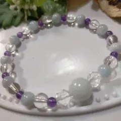 天然石ブレスレット　アクアマリン　アメジスト