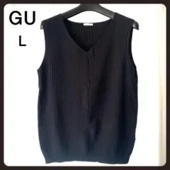 【お得♪】GU(ジーユー)　ウォッシャブルVネックセーター　ブラック