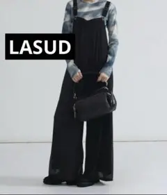 LASUD レースアップデザインジャンパースカート サロペット オールインワン