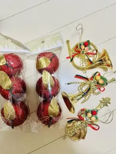 クリスマスツリー　オーナメントセット　まとめ売り　りんご　楽器