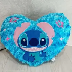 スティッチ ハート型 ぬいぐるみ クッション青、花 Stitch Disney