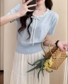 shein トップス 水色 Mサイズのサムネイル