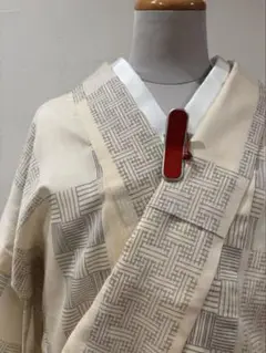 洗える単衣着物　クリーム色　小柄な方向けサイズ　中古美品