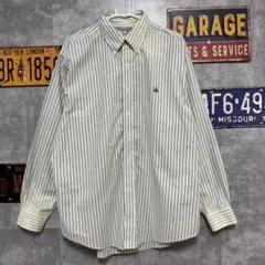 ブルックスブラザーズ ストライプシャツ 緑 白 L REGULAR FIT 古着