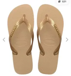 Havaianas ビーチサンダル ゴールド　TOPロゴ　メタリックのサムネイル