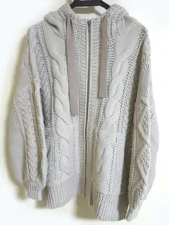 オシャレウォーカー n'OrLABEL ケーブルニットパーカー ベージュ