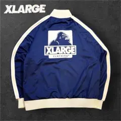 X-LARGE トラックジャケット ブルー×ホワイト M 刺繍ロゴ 青白 美品