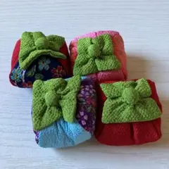 ちりめん細工　柿　ぬいぐるみ　お手玉　ハンドメイド　4個セット　花柄