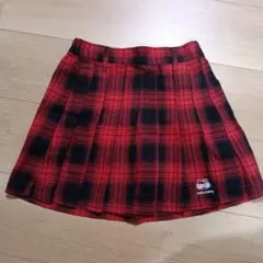 Hello Kitty 赤黒 チェック プリーツスカート 赤