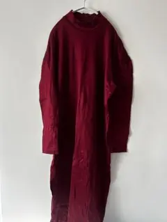 H&M バーガンディ ハイネック ロングワンピース