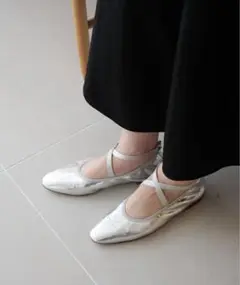 LE TALON クロスエラスティックフラット シルバー 24.5＊バレエ