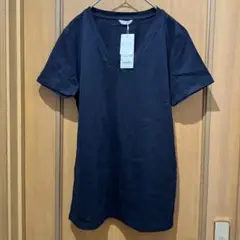 （未使用）ユニクロ　エクストラファインコットンVネックT 黒　レディースL