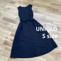 ユニクロ　リネンブレンドAラインワンピース　ノースリーブ　黒　ブラック