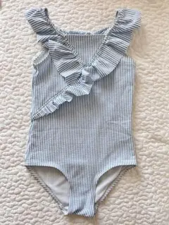 フリル付きストライプワンピース水着