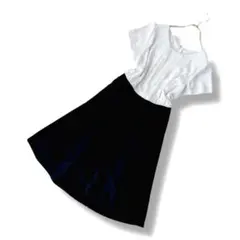 上品見え❣️清楚系❣️半袖ひざ丈ワンピース 披露宴パーティードレス 光沢あり