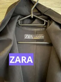 ZARA フード付フェイクレーザー　ハーフコート　　(美品)