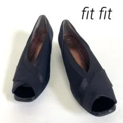 美品✨fitfit フィットフィット オープントゥパンプス ブラック 24cm