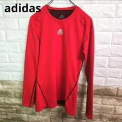adidas TECHFIT メンズ長袖シャツ レッド　サッカー