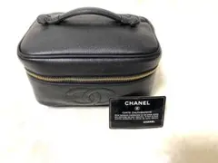 極美品】シャネルCHANEL大ココ黒キャビアスキン大きめポーチ正規品2345
