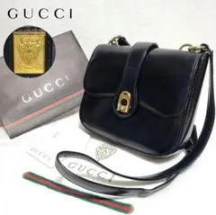 極稀少 グッチ　2WAY ショルダーバッグ ゴールド金具 ターンロック レザー