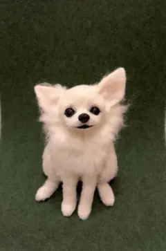 羊毛フェルト にこにこチワワちゃホワイト 羊毛フェルト にこにこ