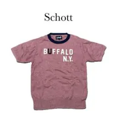 ショット　Schott BUFFALO N.Y. Tシャツ 半袖 ピンク　ニット