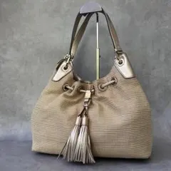 MICHAEL KORS Hobo Straw Drawstring Bag