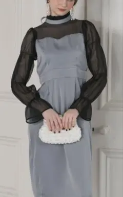 ブルーグレー パーティードレス フリーサイズ