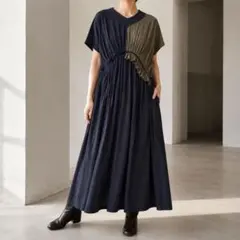 ZUCCA ズッカ ギャザードッキングワンピース 切り替え グレー M ZUCCA ズッカ ギャザードッキングワンピース 切り替え グレー M - メルカリ