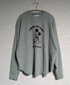 【美品】FREAK'S STORE　ミッキーマウス/ワッフルTシャツ　グリーンのサムネイル