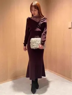 韓国♡綺麗め 大人女子 モテ 切り替え マーメイド ニット ワンピース 着痩