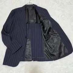 新品✨GU テーラードジャケット ストライプ Ｌ ネイビー