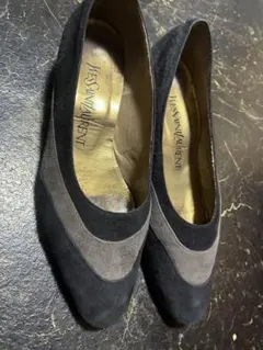 Yves Saint Laurent スエードパンプス ブラック・グレー