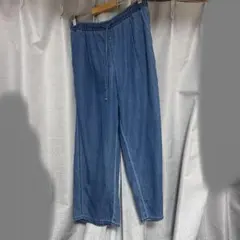 ウエストゴム デニム ワイドパンツ ブルー　GUのサムネイル