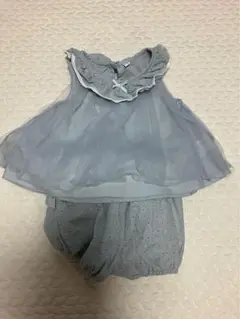 フリル付きライトブルータンクトップとショートパンツセット 90cm
